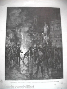 I FIORENTINI ABBRUCIANO LO STEMMA AUSTRIACO IN PIAZZA DELLA SIGNORIA Stampa 1889 - Foto 1 di 1
