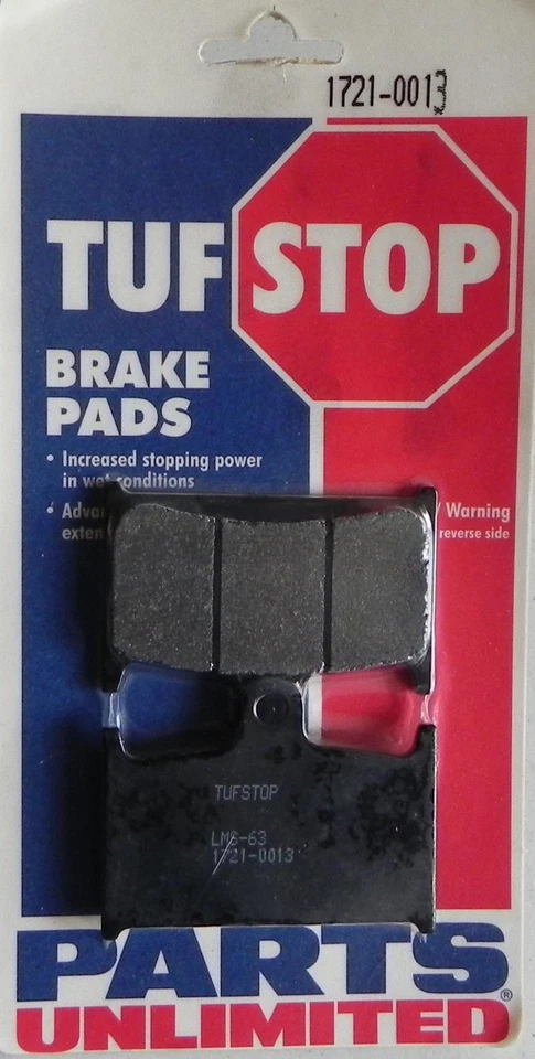 1721-0013 Parts Unlimited TufStop Brake Pads for Suzuki Triumph Yamaha 1988-2009 - Image 1 of 1
