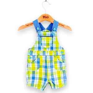 Baby Boys Mothercare Checked 100% Cotton Summer Dungarees Age 0-3 months - Picture 1 of 2