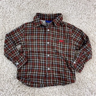 Camisa genuina para niños pequeños niños talla 4T franela a cuadros cuello abotonado Foto 1 de 4