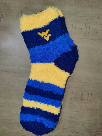 West Virginia Mountaineers Women's Fuzzy NCAA Ankle Team Sleep Socks Medium Cover