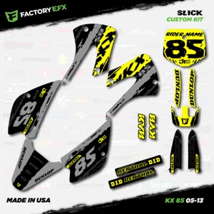 Gray & Yellow Slick Racing Graphics Kit fits Kx85 01-13 Plates Kx 85 2001-2013 - Picture 1 of 5