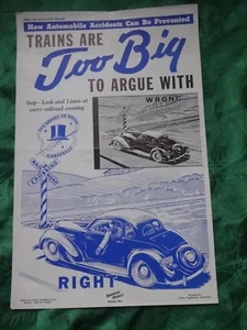 Affiche prévention des accidents années 30/40 : Too Big ... (automobile) - Imagen 1 de 2