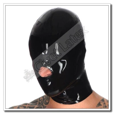 Latex Hood Mask only Nose Hole for Breathing Catsuit Wear Customized 0.4MM A84 - Image 1 of 4