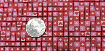 100% Cotton Fabric Andover - Hearts and Squares in  Red and Pink  - By the Yard - Image 1 of 3