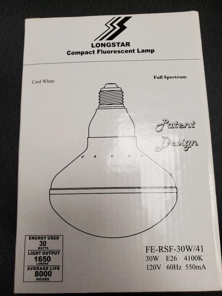 LONGSTAR FE-RSF-30W COOL WHITE E26 4100K 1650L 120V CFL 30W REPLACES 120WATT - Image 1 of 4