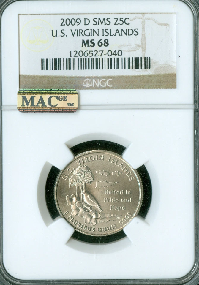 2009 D US VIRGIN ISALND QUARTER NGC MS68 SMS MAC SPOTLESS . - Image 1 of 4