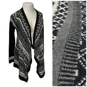 Charlotte Russe Sweater Womens XS Cardigan Waterfall Open Face Black Knit Work - Picture 1 of 14
