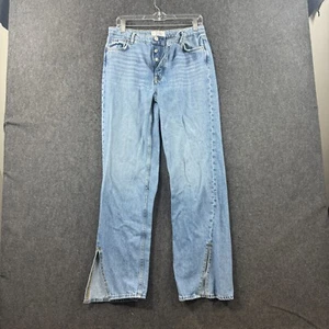 Free People Long Lines Slit Jeans Women's 28 Blue Vintage Wash Wide Leg Button - Picture 1 of 10