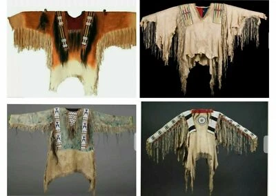 Old American Style Sioux Beaded Buffalo Hide Powwow War 4 Shirts Size Large - Image 1 of 2