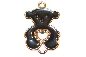 5pc Black and Gold Teddy Bear Connector 1-3 day Shipping - Picture 1 of 1