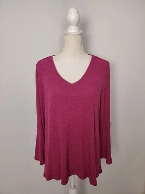 H By Halston Pink Stretchy Ribbed Lightweight Sweater Top Women's Large. - Image 1 of 4