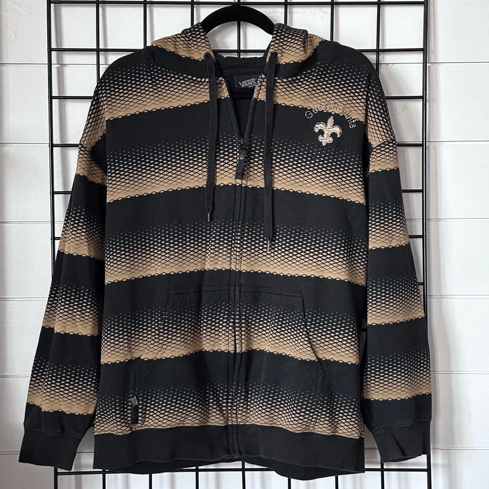 Sudadera con Capucha New Orleans Saints Personalizada Cremallera Completa Vans Para Hombre S Negra Dorada Geaux NFL Foto 1 de 4
