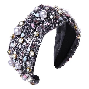 Knotted Headbands for Women Pearl Knotted Headband Rhinestone Embellished Jew... - Picture 1 of 8