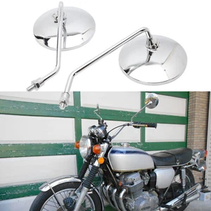 Pair Chrome Round Mirrors For Honda CL90 CT90 CB100 CL100 CL125 CB125 LH ＆ RH - Picture 1 of 23