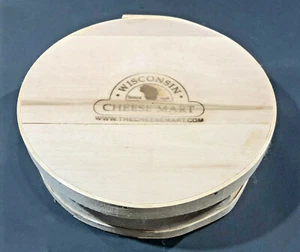 Scatola/cassa formaggio vintage rotonda in legno Dufeck's con coperchio Wisconsin piccola, 11" - Foto 1 di 7