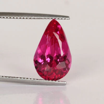 Lab-Created Loose Gemstone 9. Carat Red Ruby Pear Cut for Jewelry Making - Image 1 of 4