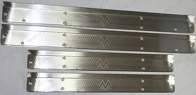 NUEVO 1955 56 Mercury 4 puertas sedán interior umbral placas de desgaste juego de 4   Foto 1 de 2