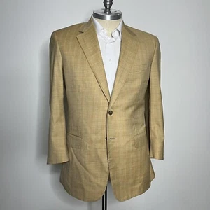 Miller Brothers Custom Quality Men's Check Blazer 46L Mustard 17.5 Micron Wool - Picture 1 of 13
