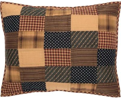 Parche patriótico rústico de almohada estándar acolchada a mano rojo azul caqui Foto 1 de 4