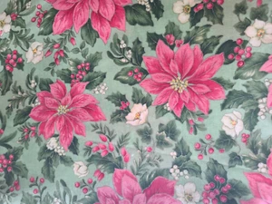 VIP by Cranston Print Christmas Poinsettias Cotton Fabric 2 yards - Picture 1 of 3