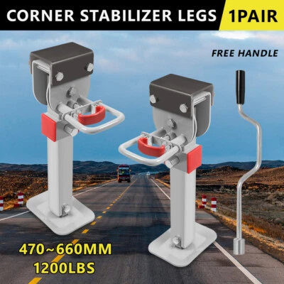 470mm-660mm Drop Down Corner Legs W/Handle Steel Base Caravan Stabilizer 1200LBS - image 1 of 4
