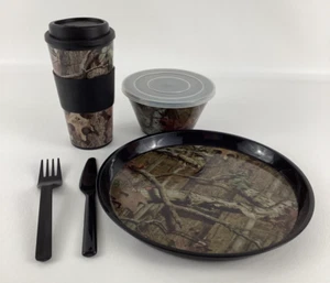 Juego de utensilios de plato de ruptura de roble musgo reutilizables Bubba vaso tapa camuflaje - Imagen 1 de 10