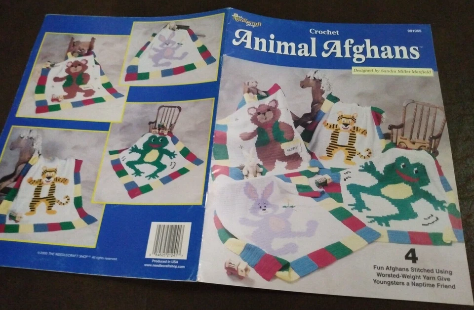 THE NEEDLECRAFT SHOP BABY ANIMAL AFGHANS 4 PATTERNS NAPTIME FRIEND BEAR FROG - Image 1 of 1
