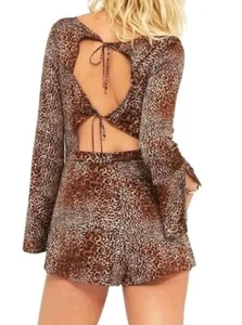 Tigerlily Size 8 Leopard Print Playsuit Romper Tie Back Zip Shorts Pockets VGC - Picture 1 of 21
