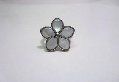 Anillo Flor Piedra Lunar Blanca Acero Por Diseño Talla 9 Acero Inoxidable Pulido Foto 1 de 4