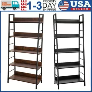 5Tier Industrial Bookshelf Bookcases Ladder Shelf Vintage Storage Metal Shelf US - Picture 1 of 11