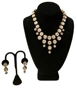 KRAMER? Conjunto de pendientes collar de diamantes de imitación pasta de vidrio etrusco tono dorado ¡PESADOS! - Imagen 1 de 12