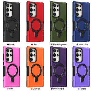Armor Ring Stand Phone Case For Samsung S24 S23 S22 S21 Note 20 Ultra S20 FE M12 - Picture 1 of 20