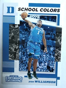 ZION WILLIAMSON 1 PANINI CONTENDERS DRAFT PICKS SCHOOL COLORS ROOKIE RC 2019-20 - Picture 1 of 2