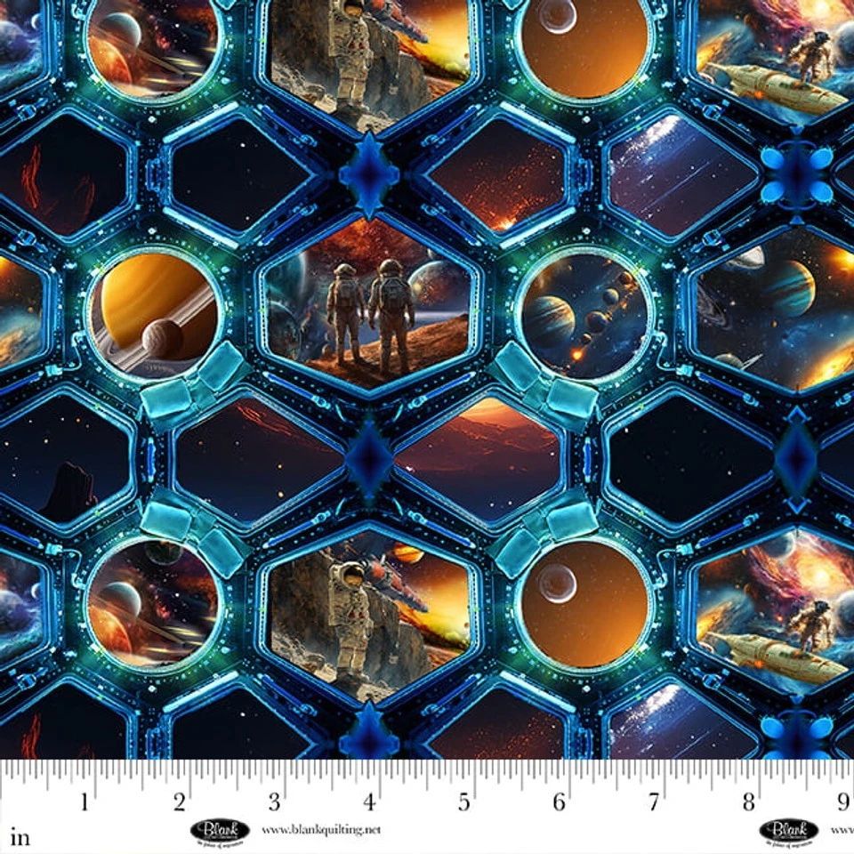 Tecido de algodão Space Cadet viewport interestelar - Imagem 1 de 1