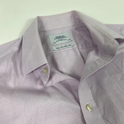 Camisa Charles Tyrwhitt Para Hombres 16.5 35 Púrpura Sin Hierro Calce Ajustado Manga Larga Vestido Foto 1 de 4