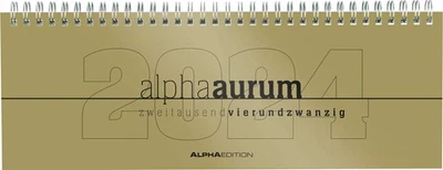 Tisch-Querkalender 2024 Alpha Aurum Büro-Planer 297x105cm Gold Ringbindung - Bild 1 von 2
