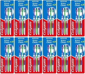 12 x Colgate Extra Clean Medium Handzahnbürste X3 - Bild 1 von 1