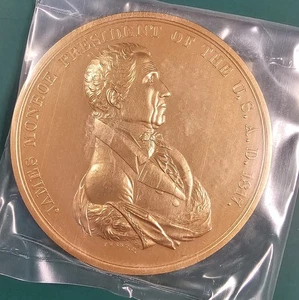 James Monroe US Mint Presidential Bronze 3" Medal, Peace & Friendship #105 - Picture 1 of 5