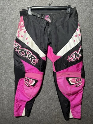 Винтажные женские штаны для мотокросса MSR Starlet с подкладкой розовые регулируемый размер 30-33 - Изображение 1 из 4