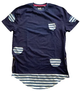 Designer Brand "Well Established" Men's T Shirts Size Medium Navy Blue w Patches - Picture 1 of 7
