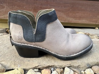 FLY London Leather Ankle Boots - Dias  Tan Black Women's EU 38 US 7.5 - 8 - Image 1 of 4