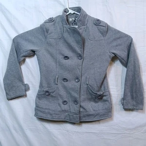 YMI Jacket Coat Womens Large Gray Fleece White Lined Buttons - Picture 1 of 13