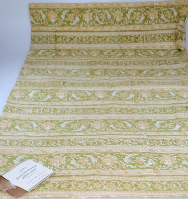 Новый POTTERY BARN поясничный зеленый блок печати подушка чехол молнии хлопок 16 x 26» - Изображение 1 из 4