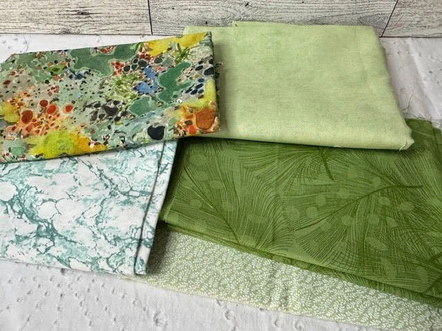 Scrap Fabric Bundle- GREEN- 5 Pieces Various Tones and Prints Weighing 7 oz. - Image 1 of 1