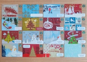 16 SUPER RARE Starbucks 2005-2013 Xmas Christmas Holiday gift cards Pins intact - Picture 1 of 5