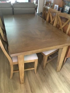 MANGO WOOD DINING TABLE AND EIGHT CHAIRS - Picture 1 of 12