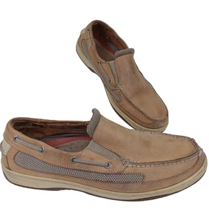 Sperry Top-Sider Shoes Mens Size 13 Tan Leather Boat Slip On Mesh Non Marking - Picture 1 of 13