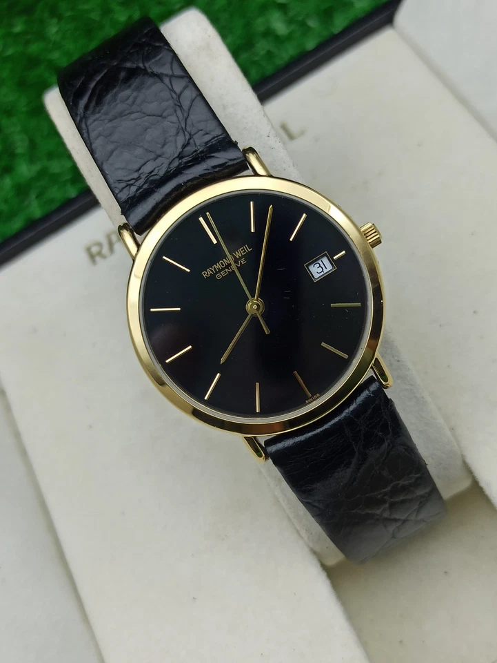 ICONIC RAYMOND WEIL GENEVE QUARTZ WATCH SWISS MADE 80s BLACK DIAL RARE & MINT - Image 1 of 4