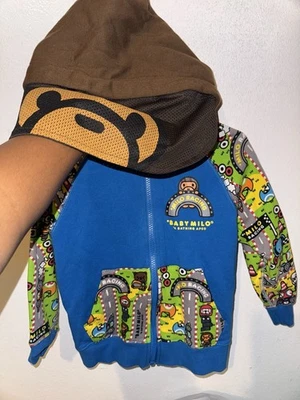 Sudadera con Capucha Cremallera Completa A Bathing Ape Bape Baby Milo Niño Pequeño Talla 3T (100) Rara Foto 1 de 2